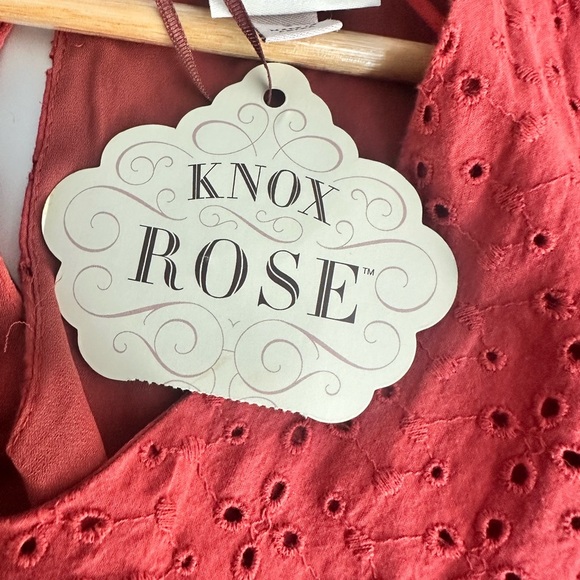 NWT Knox Rose Eyelet Burnt Orange Boho Summer Lined Dress Size Small - Picture 11 of 14